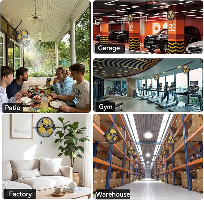 2PCS 12 Inch Wall Fan Pro Series - Indoor High Velocity Wall Mount Fan for Commercial, Residential, Warehouse, Covered Patio, Shop, Garage, Barn, Gazebo 3 Speed 2800 CFM UL Safety Listed-PurrikoPets