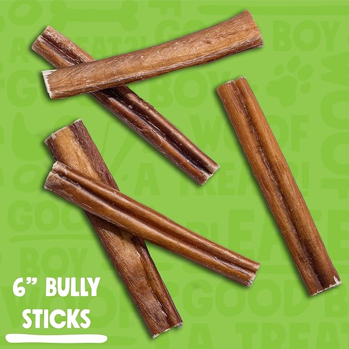6 Inch Bully Sticks for Small Dogs | Odorless High Protein Single Ingredient Dog Treat (20 Pack)-PurrikoPets