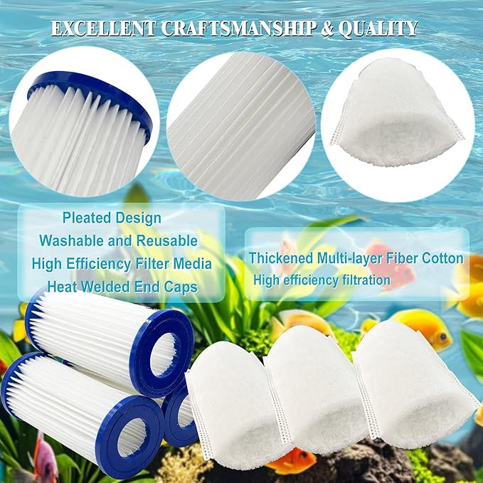 3 Pack Replacement Micron Cartridges, 3 JH Floss Sleeves, and 3 Foam Gaskets for MarineLand Magnum Polishing Internal Canister Filter; Micron Cartridge PA0140, ML90769 Rite-Size JH Floss Sleeve-PurrikoPets