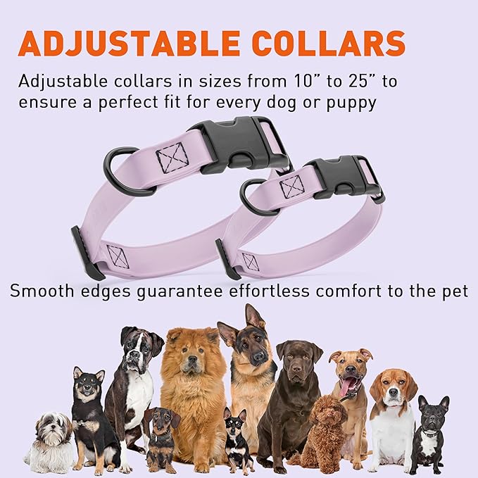 Dogline Biothane Waterproof Dog Collar with Quick Release Buckle Strong Coated Nylon Webbing with Odor- Proof for Easy Care Easy to Clean Fits Small Medium Large Dogs, Lavender 5/8" W 9-14" L-PurrikoPets