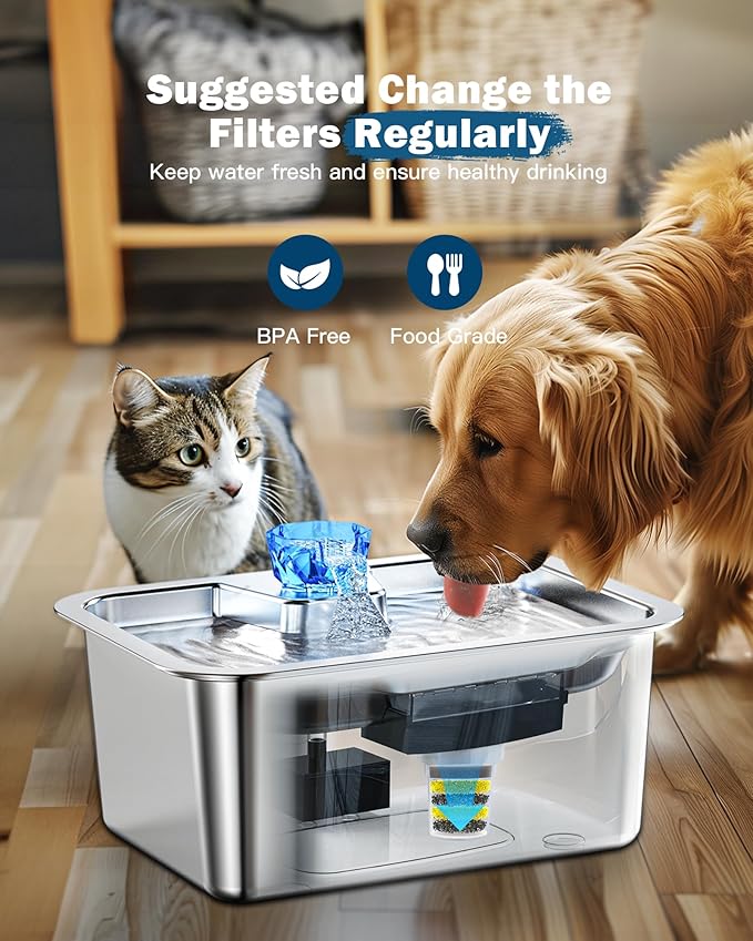 Dog Water Fountain Filters Replacement 4 Packs, 2 Months Set of Replacement Filters for Large Pet Cat Water Fountain Dog Water Bowl Dispenser, Compatible with D2341/D2223/D2322/D2340 Models-PurrikoPets
