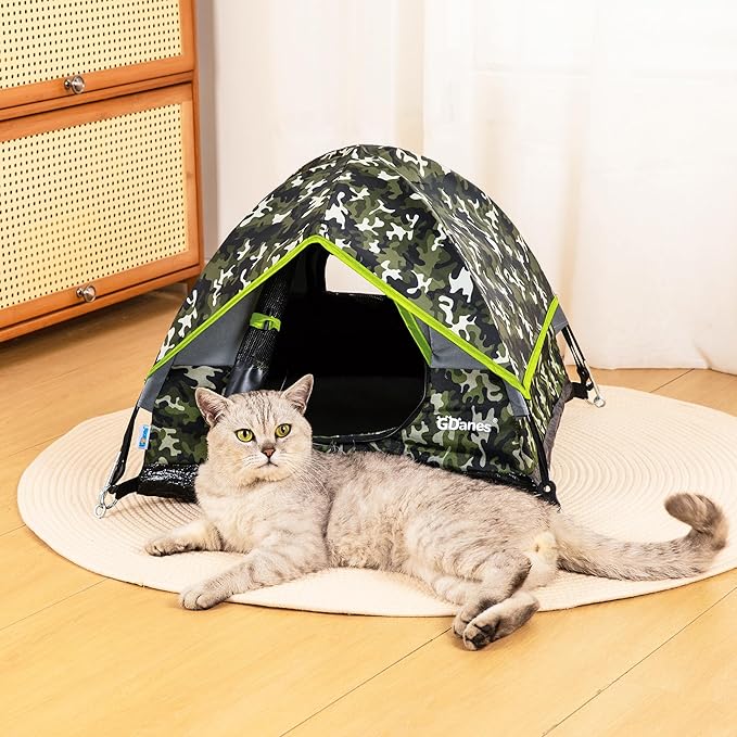 GDanes Camouflage Cat Tent, Portable Pet Cat House with Soft Pad, Cat Cave, Dog House for Small Medium Dogs and Rabbits-PurrikoPets