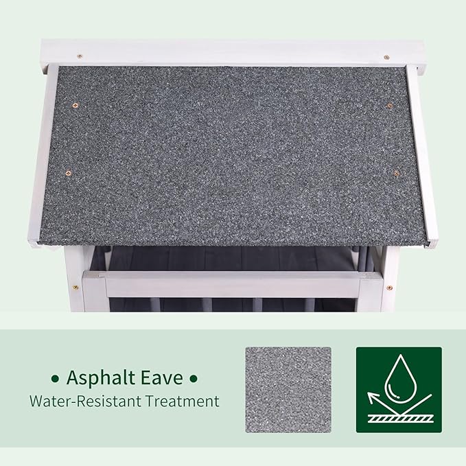 GEGURI Outdoor Cat House Weatherproof, Wooden Two-Story Feral Cat Shelter with, Escape Door, Balcony-PurrikoPets