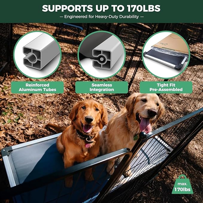 FXW TitanNest Chew-Proof Elevated Dog Bed, Raised Cot for Indoor/Outdoor/Camping Use, Durable & Washable Padded Pet Bed for Small Dogs, 35.0" L x 22.0" W x 4.5" H, Gray-PurrikoPets