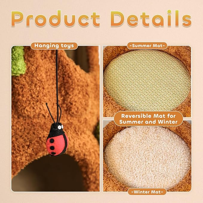 90.5'' Luxury Cat Tree with Scratching Pad, Wooden Cat Tower for Indoor Cats, Large Climber Tower, Tall Kitty Furniture, Multi-Level Condo for Multi-Cat Families-PurrikoPets