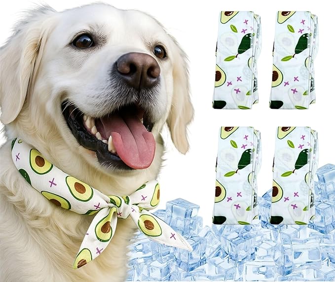 4pcs Cooling Scarf for Pets,Summer Cooling Scarves Keep Cats and Dogs Cool, Reused,Rrecycled,Suitable for Dogs (4pcs-Avocado)-PurrikoPets