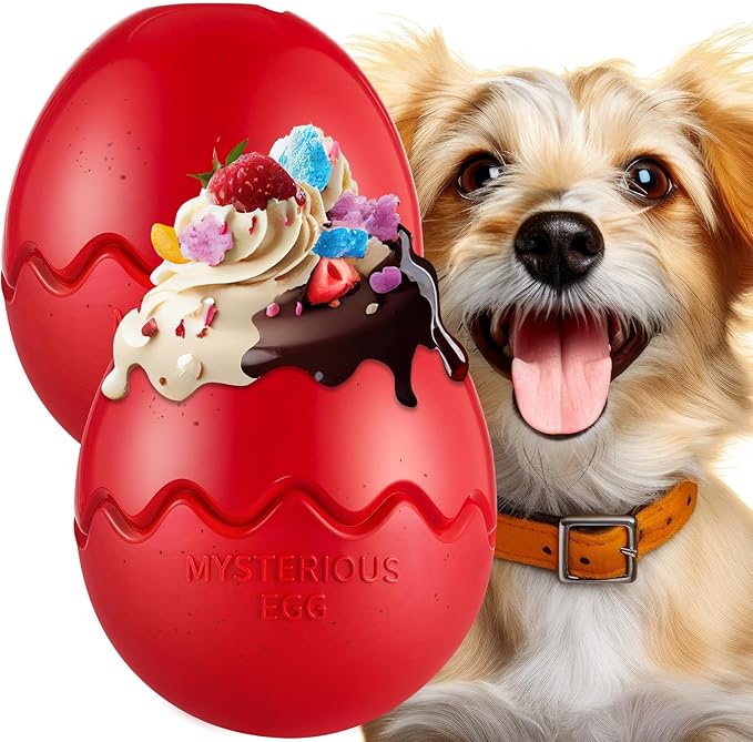 Aliceset 2 Pack Durable Freezable Dog Chew Toys for Aggressive Chewers Interactive Treat Dispensing Puzzle Toy for Large & XL Dogs Keeps Cool & Busy (Red)-PurrikoPets