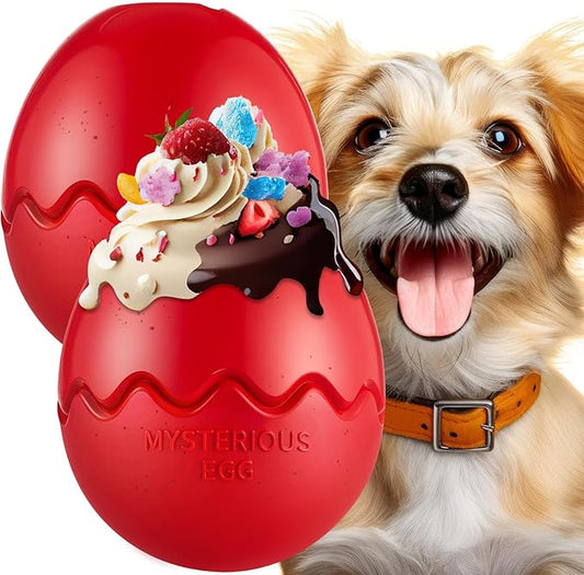 Aliceset 2 Pack Durable Freezable Dog Chew Toys for Aggressive Chewers Interactive Treat Dispensing Puzzle Toy for Large & XL Dogs Keeps Cool & Busy (Red)-PurrikoPets