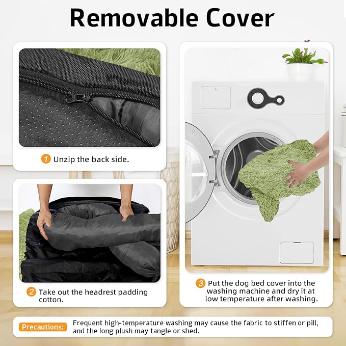 GGIB Calming Dog Bed Fluffy Plush Dog Mat for Furniture Protector with Removable Washable Cover for Large Medium Small Dogs and Cats (Extra Large (53x39.3x6), Grass Green)-PurrikoPets