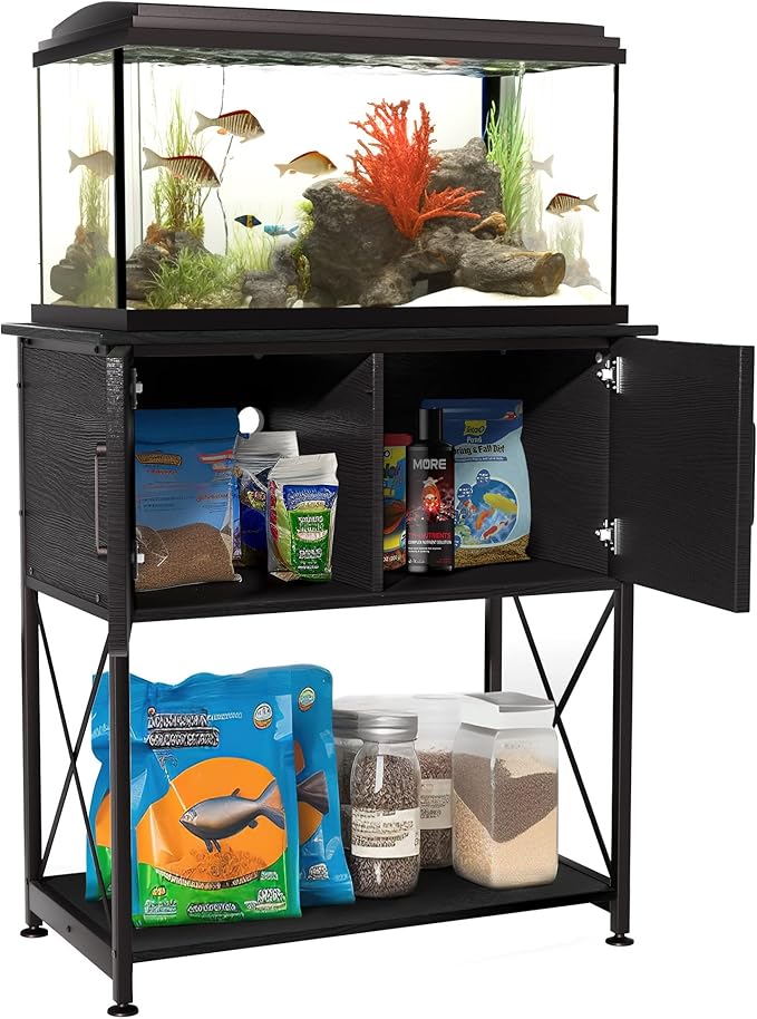 20-29 Gallon Aquarium Stand Metal Frame Fish Tank Stand with Cabinet Storage, for 20 Gallon Long Aquarium,30.7" L*16.5" W Tabletop,330LBS Capacity Black PG01YGB-PurrikoPets