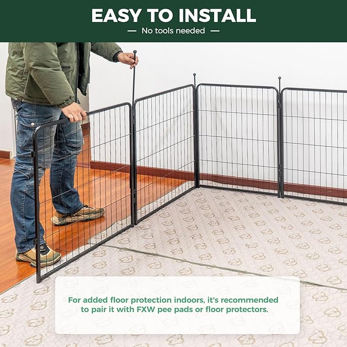 FXW Rollick Unleashed Dog Playpen for Indoor, Yard, RV Camping, 32 inch 16 Panels for Small and Medium Dogs, Black│Patented-PurrikoPets