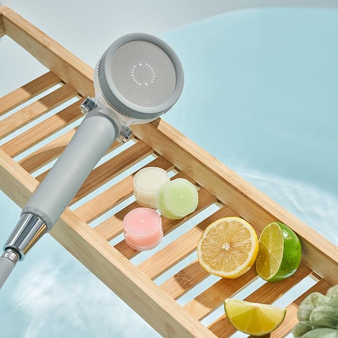 Filtered Handheld Shower Head with Vitamin C & Sediment Filter, High Pressure Water Flow, Water Saving, Reduces Chlorine for Dry Skin & Hair, On/Off Switch, Made in Korea - Bluemoon Gray-PurrikoPets