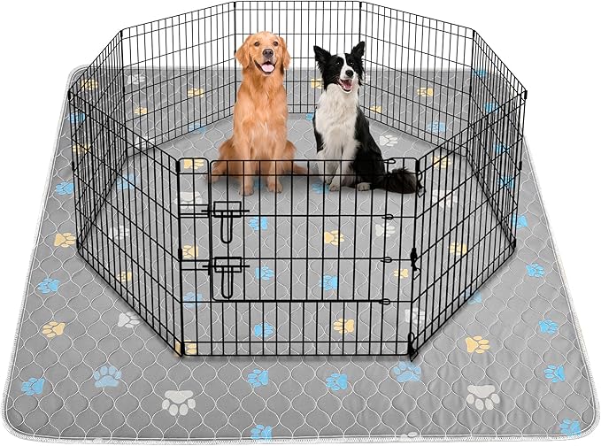 Aitmexcn Washable Puppy Dog Pee Pad, 100% Waterproof Whelping Training Mat for Puppy/Senior Dog, Fast Drying Reusable Puppy Pads for Indoor, Outdoor and Car Travel- 72'' x 72'' Llight Gray 1PC-PurrikoPets