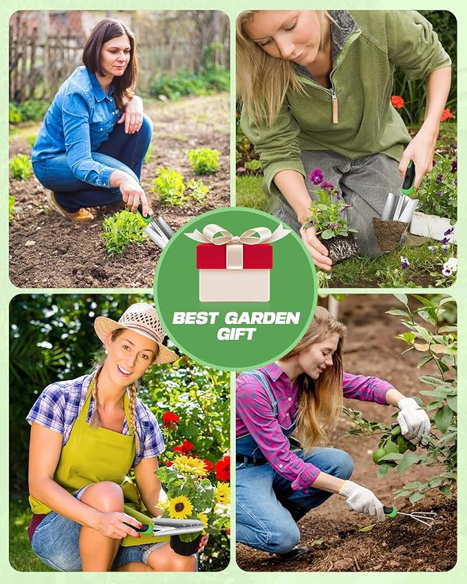 Garden Tools Set, 8 in 1 Heavy Duty Garden Tools Kit, Stainless Steel Ergonomic Gardening Hand Tool with Upgraded Bag, Gardening Supplies Gift for Women, Kid, Organizer-PurrikoPets