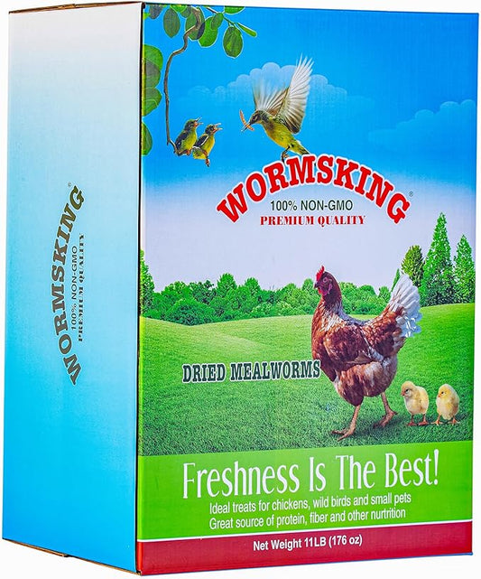 11 LBS Dried Mealworms, Non GMO, High Protein Treat for Chicken, Duck, Birds, Reptile, Hamster,Hedgehog-PurrikoPets