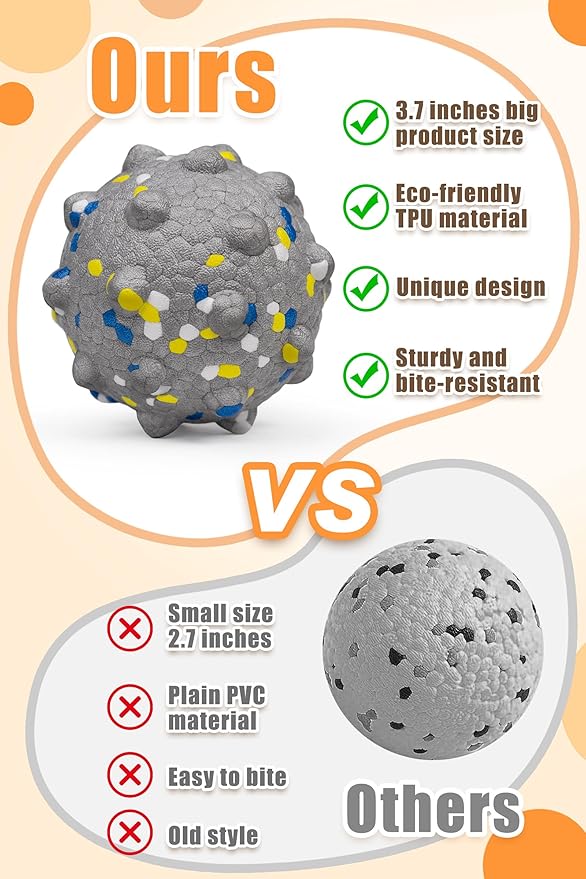 1.96'' Dog Balls for Dogs Aggressive Chewers Indestructible Tennis Durable Bouncy Interactive Dog Toy Balls for Fetch Game Floating Training(Grey Small)-PurrikoPets