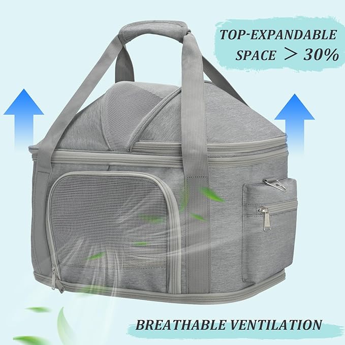 2-in-1 Stylish Dog Purse Carrier Soft-Sided Carriers Travel Tote Bag for Small Dogs Cats, Fashion Foldable Pet Bag for Puppies Small Animals with Pockets (Grey, 16.2" x 11.4" x 13")-PurrikoPets