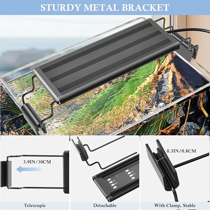 FEDOUR USB Mini Aquarium LED Light, Full Spectrum Aquarium Light with Extendable Brackets, Adjustable Aquarium Plant Light with External Controller, for Freshwater Tank (11-16in)-PurrikoPets