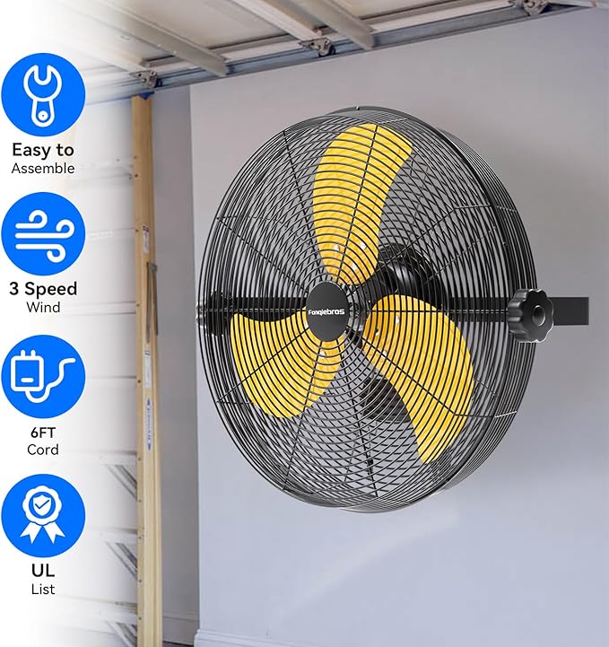 2PCS 4580 CFM 18 inch High Velocity Wall Mounted Fan, 3-Speed Metal Fan with Sealed Motor, 360 Degree Tliting Heavy Duty Wall Fan for Patio, Barn, Garage, and Gazebo - UL listed-PurrikoPets
