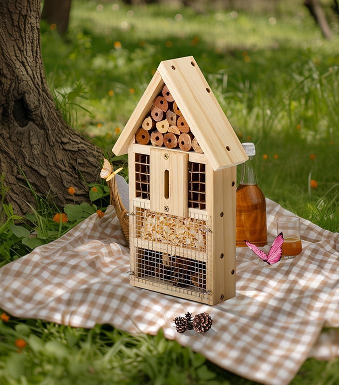 2 PK Large Cedar Wood Insect House Kit for DIY Project Backyard Insect House, Bee House, Nesting Habitat Shelters, Garden Shelter for Bees, Butterflies, Bugs-PurrikoPets