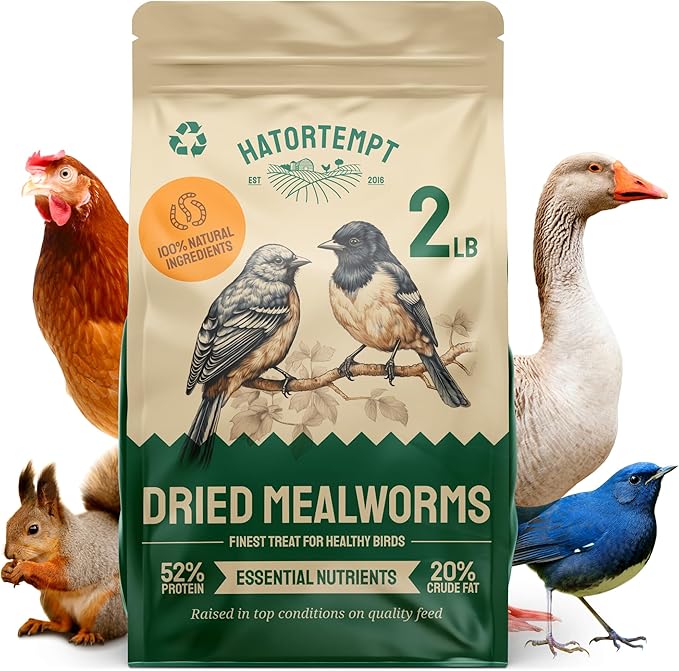 Dried Mealworms - 2 Lb Bag - High Protein Chicken Feed, Mealworms for Birds & Chickens - Meal Worms for Wild Birds & Turtles-PurrikoPets