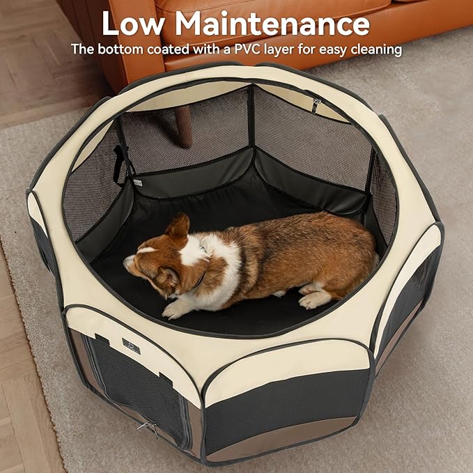 A 4 Pet PortablePet Playpen for Small Dogs, 27" Foldable Small Playpens for Puppy/Cat/Rabbit/Chick, Indoor Cat Playpen with Removable Zipper & Mesh Panel(11”W × 7.5”H)-PurrikoPets