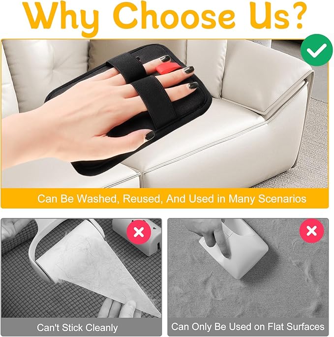 2 Pcs Static Pet Hair Removal Gloves, Reusable Electrostatic Pet Cat Dog Hair Remover Grooming Gloves Brush Tool for Couch, Furniture, Carpet, Car Seat-PurrikoPets