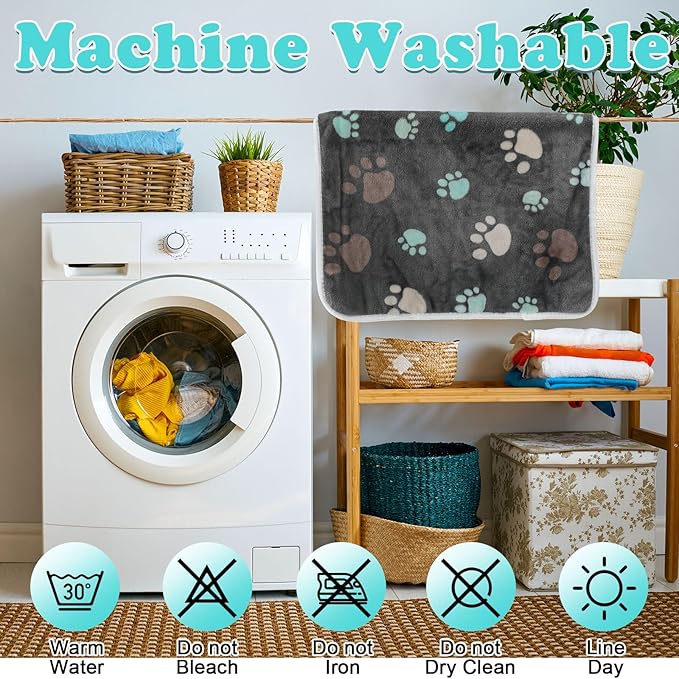 4 Pcs Waterproof Guinea Pig Blankets Washable Small Animal Fleece Bedding Absorbent Guinea Pig Cage Liners Reusable Pet Pee Pad Sleep Mat Pad Cover for Hamster Ferret (Cute Paw,24 x 16 Inch)-PurrikoPets