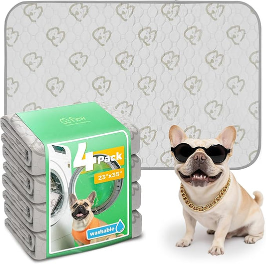 FXW Washable Pee Pads for Dogs, Puppy Pads with Super Absorbent, Specifically Designed for 36inch Cages, 35" × 23" Rectangle, Khaki, 4 Packs-PurrikoPets