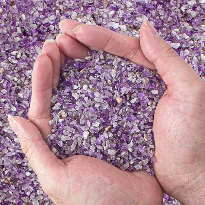 3 Lb Amethyst Crushed Stones Quartz Crystals Chips Bulk, Natural Tumbled Healing Stones for Decorative Fish Tank Vase Fillers Aquarium Gravel Rocks-PurrikoPets