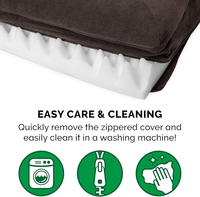 Furhaven Orthopedic Dog Bed for Large Dogs w/ Removable Bolsters & Washable Cover, For Dogs Up to 95 lbs - Sherpa & Chenille Sofa - Coffee, Jumbo/XL-PurrikoPets