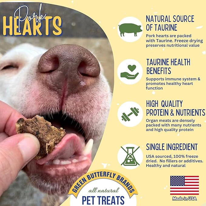 Freeze Dried Pork Heart Dog Treats Made in USA. All Natural Freeze-Dried Raw Snacks for Dogs and Cats. Single Ingredient. High Protein, Heart Health, Irresistible Training Treat-PurrikoPets