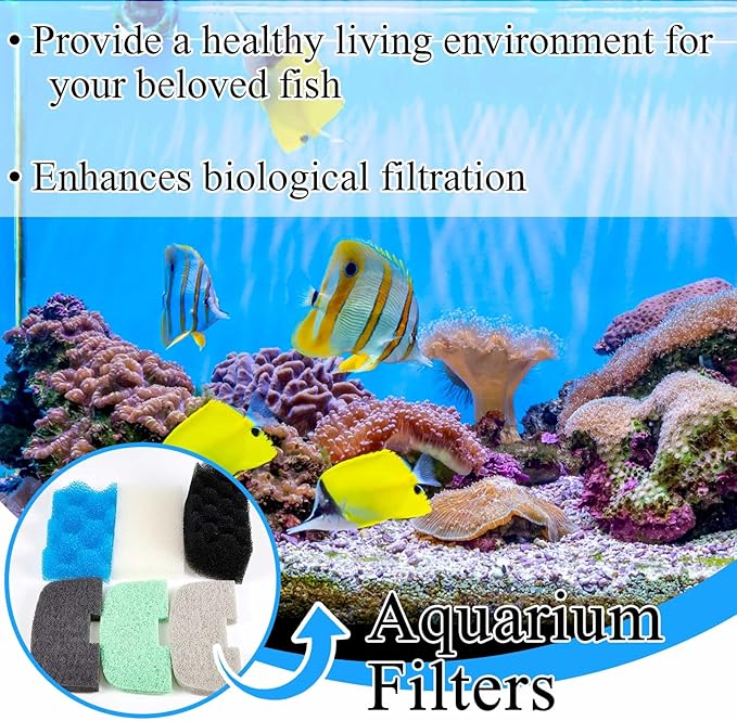 32 Pcs Aquarium Replacement Maintenance Kit Compatible with Fluval 106/107 Filter Media Including Biological Sponge, Ammonia/Phosphate/Nitrite Remover Pad, Aquarium Towel, Grease-PurrikoPets