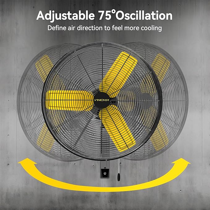 24 Inch Industrial Wall Fan Oscillating with 2 Pack, 7800 CFM Commercial Metal Wall Mount Fans with Poweful Motor, 3 Speed, Heavy Duty Indoor for Warehouse, Workshops, and Garage, UL Listed-PurrikoPets
