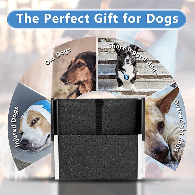 Dog Stairs for Large Dogs - 5 Step Foldable Dog Ramp for Car Non-Slip Surface Support up to 230lbs - Suitable for SUV,Truck, Sofas, Bed-PurrikoPets