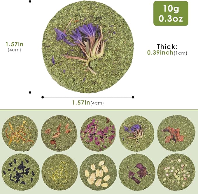 ERKOON Treats Rabbit Toys, 100% Edible Premium Timothy Hay Chew A Blocks for Rabbits, Chinchilla Treats, Chew Toys for Teeth Guinea Pigs and Mice-PurrikoPets