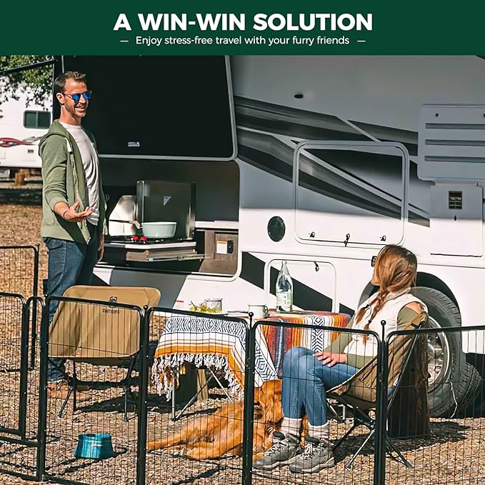 FXW Rollick Unleashed Dog Playpen for Indoor, Yard, RV Camping, 40 inch 48 Panels for Medium and Large Dogs, Black│Patented-PurrikoPets