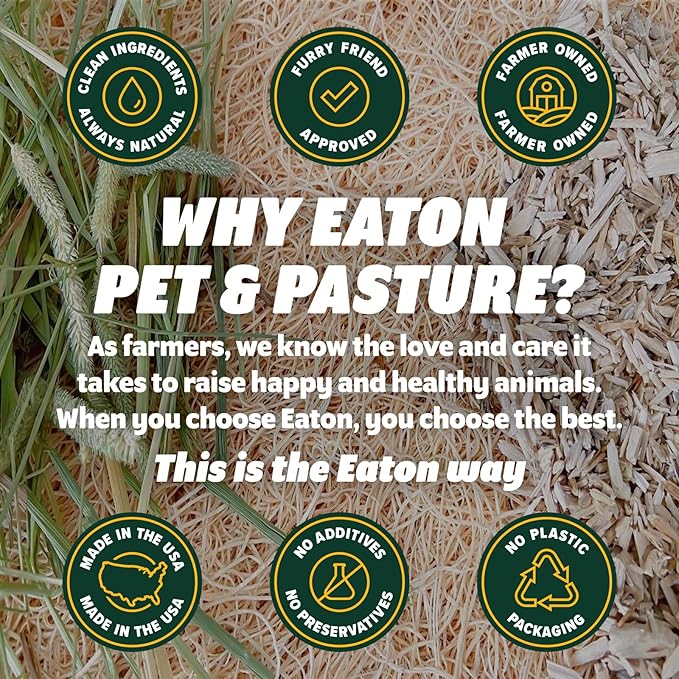 Eaton Pet and Pasture, Naturally Grown Hemp Pet Bedding for Chickens, Nesting Boxes, Rabbits, Hamsters, Small Pets, Highly Absorbent, Hypoallergenic, Eco-Friendly, Farmer Owned 28L-PurrikoPets
