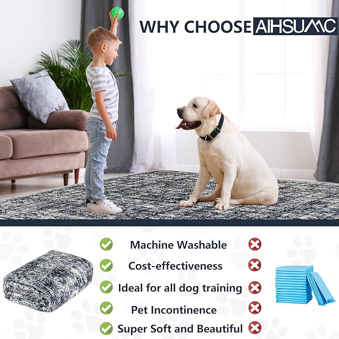 Extra Large Washable Pee Pads for Dogs (72"x72"), Upgrade Reusable Puppy Pads with Non-Slip Rug Pad, Super Thickening Absorbent Leakproof Dog Traning Pads Whelping Pad for Dogs, Doggie-PurrikoPets