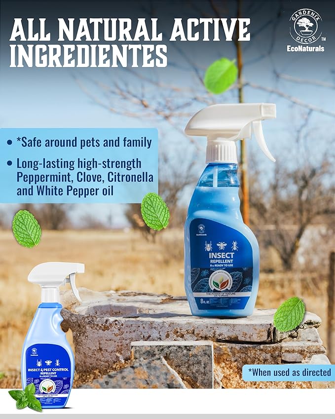 All Natural Bug Spray for Home - Non-Toxic Peppermint Oil Insect and Pest Control Kit - 8 oz Ready-to-Use Bug Spray - Indoor and Outdoor Protection- Ant Spray - Spider Repellent Indoor-PurrikoPets