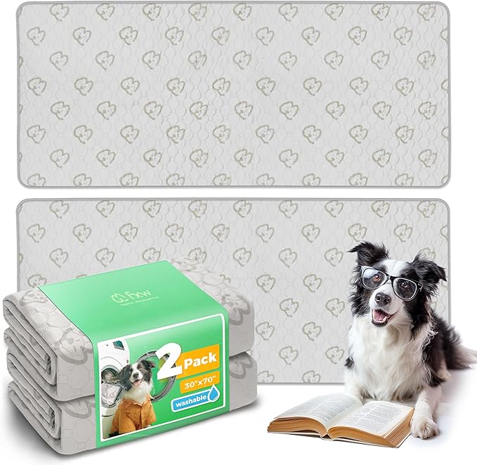 FXW Washable Pee Pads for Dogs, Puppy Pads with Super Absorbent, Specifically Designed for Potty Training, 70" × 30" Rectangle, Khaki, 2 Packs-PurrikoPets