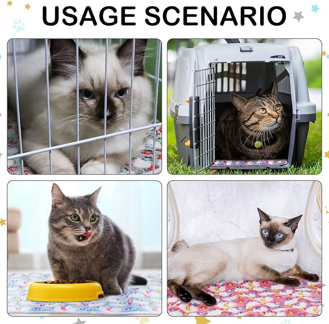 4 Pcs Waterproof Guinea Pig Blankets Washable Small Animal Fleece Bedding Absorbent Guinea Pig Cage Liners Reusable Pet Pee Pad Sleep Mat Pad Cover for Hamster Ferret (Moon Star Pattern,12 x 12 Inch)-PurrikoPets