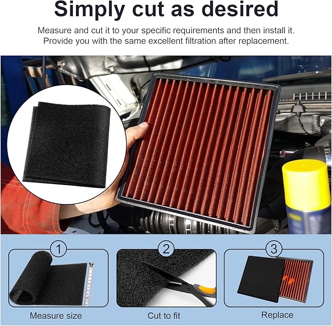 Air Filter Foam Sheet Material, 24" x 12" x 3/8" 30 PPI Filter Foam Sheet, Reusable Air Filter for Cutting and Fitting Purifier, Aquarium, Fish Tank, Air Conditioner-PurrikoPets