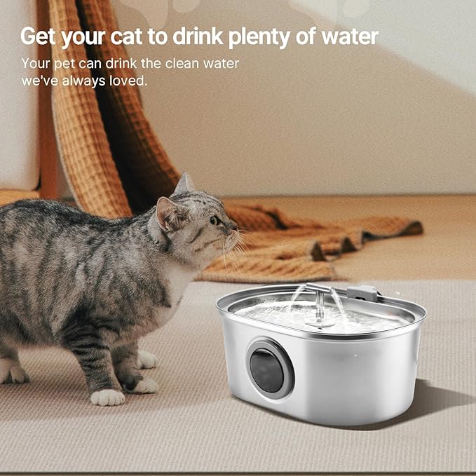 40 Pcs Cat Water Fountain Filters,20 Pack Cat Water Fountain Replacement Filters & 20 Pack Pre-Filter Sponges,Pet Fountain Filter Replacement for 3.2L/108oz Stainless Steel Fountain-PurrikoPets