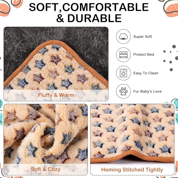 4 Pcs Waterproof Guinea Pig Blankets Washable Small Animal Fleece Bedding Absorbent Guinea Pig Cage Liners Reusable Pet Pee Pad Sleep Mat Pad Cover for Hamster Ferret (Star Pattern)-PurrikoPets