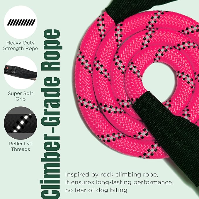 Dog Seat Belt for Car | Universal Dog Car Seatbelt | Durable Reflective Rope with Clip Hook Latch, Buckle and Carabiner- Safe and Secure Pet Safety Restraint (Pink)-PurrikoPets