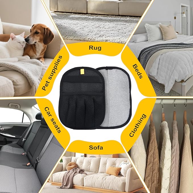 2-Pack Pet Hair Remover Gloves - Reusable Grooming Gloves for Dogs & Cats, Static Electricity Fur Removal Mitts for Furniture, Car, Clothing - Quick Dry Cleaning-PurrikoPets