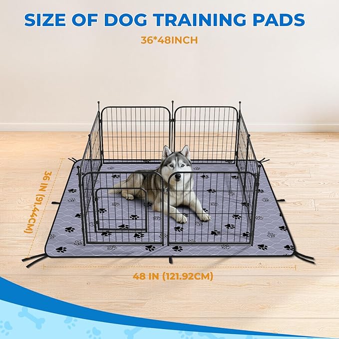 Fostanfly Washable Pee Pads for Dogs, 2 Pack 36"x48" Superior Reusable Puppy Pads, Waterproof Mat Protects Against Urine Leakage, Non-Slip Grip Prevents Slipping and Bunching for Dog, Puppy-PurrikoPets