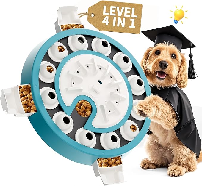Dog Puzzle,Level 4 in 1 Interactive Toy for Smart Dogs, Multi-Stage Play, Puzzle Toys for Dogs, Cognitive Dog Puzzle Feeder for Slow Eating & Mental Stimulation-PurrikoPets