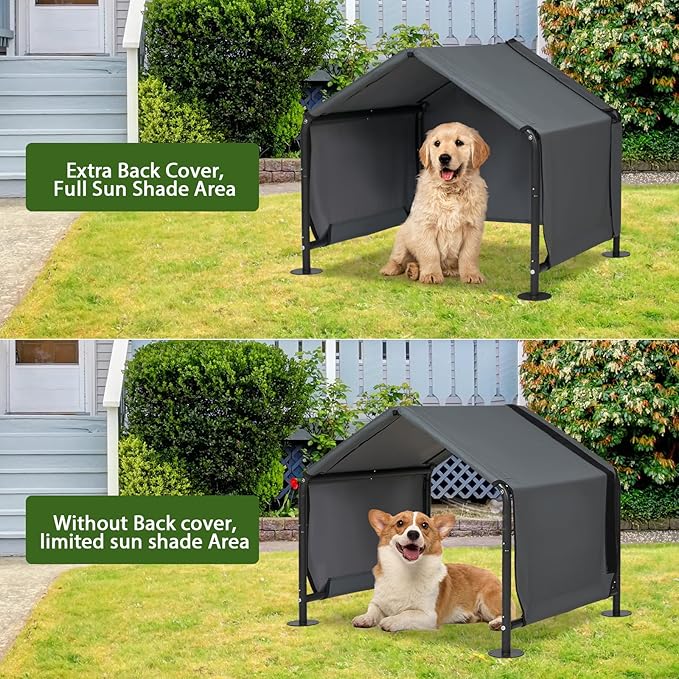 Dog Shades for Outside - Outdoor Dog Kennel for Small Dogs, 29.53”x25.59”x25.59” Outdoor Sun Rain Canopy Pet House, Waterproof Pet Canopy Shelter for Small Animals with Ground Nails-PurrikoPets